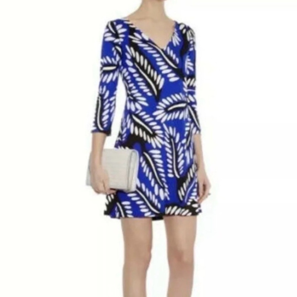 Diane von Furstenberg DVF Kaden Blue Leaf Silk Jersey Dress 8 - Picture 8 of 8